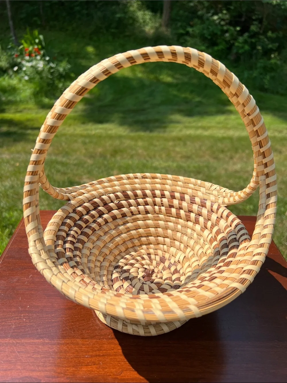 Vintage Charleston South Carolina Sweetgrass Bullrush Gullah Handwoven Basket
